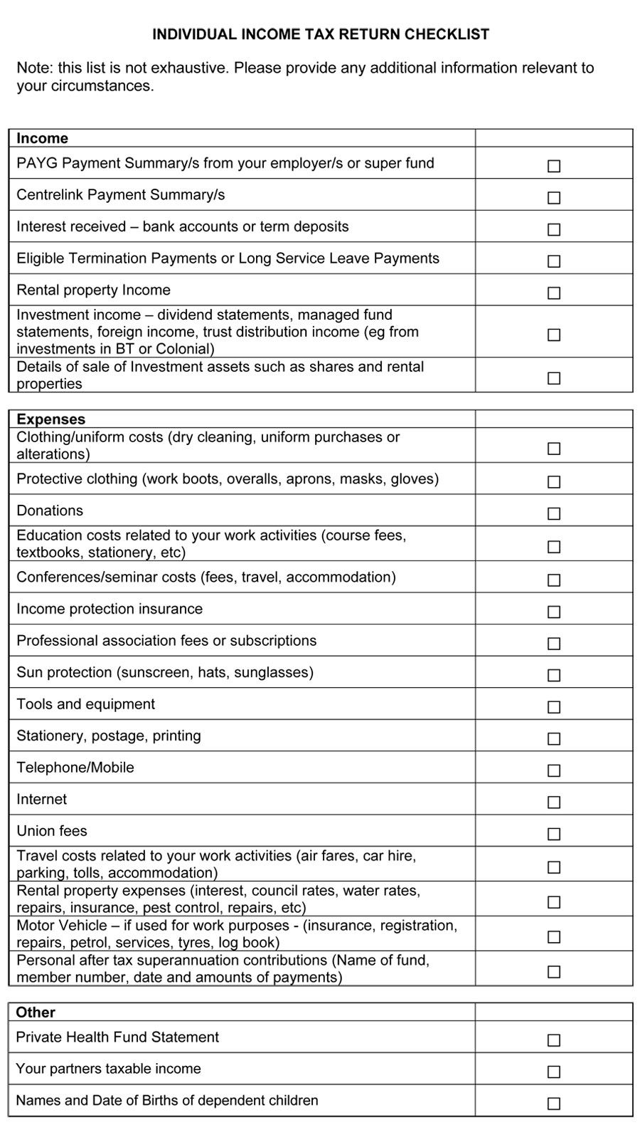 Checklist-Individual-Tax-Returns